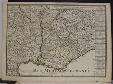 PROVENZA LINGUA BORDEAUX FRANCIA 1670 PIERRE DUVAL INSOLITA MAPPA INCISA RAME