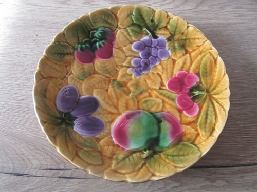 Plat rond barbotine décors - plat,