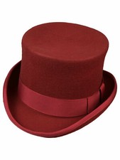 Cappello Cilindro Made in England Lana Rosso Top Hat Borgogna Tophat Lana Cappello Rosso 5000