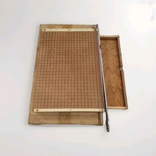 Tagliacarte a ghigliottina legno vintage modello 14" manico acciaio con cassetto righello Giappone 