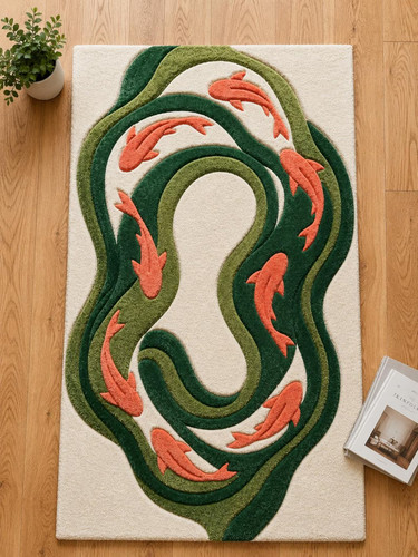 Tappeto pesce koi - trapuntato, a