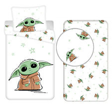 Baby Yoda Set 3pezzi Letto Singolo Copripiumino Federa Lenzuola con Angoli