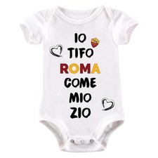 Body divertente neonato a maniche corte  "IO TIFO ROMA COME MIO ZIO"