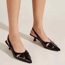Decolte Scarpe Donna 3.5 cm Nero Lucido Cinturino Pelle Sintetica 01260