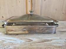 Vintage Pirofila Teglia Pirex France Base e Coperchio In Metallo Silverplated