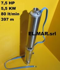 Elettropompa Sommersa 7,5 HP 5,5 KW Pompa Trifase 4" Pozzo Acciaio SOMM3/65 400V