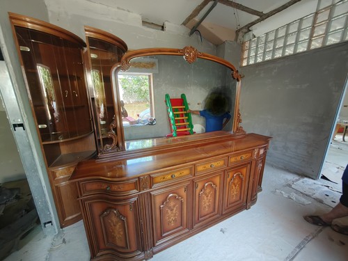 Credenza legno vetro marrone - credenza,