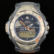 Orologio Casio Sea Pathfinder Nero Argento Yacht Timer 100m Analogico Digitale SPF-51