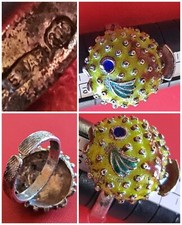 Anello?PESCE PALLA?ARGENTO 800 massiccio n. 14 SMALTO VINTAGE uomo donna UNICO