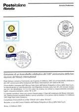 Italia 2005 BOLLETTINO ILLUSTRATIVO 23/02/2005 ROTARY.CON FRANCOBOLLO ANNULLO FD
