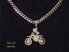 Ciondolo Charm Moto Grande Stratificato Oro 24K Vero Con Garanzia a Vita Gratuita
