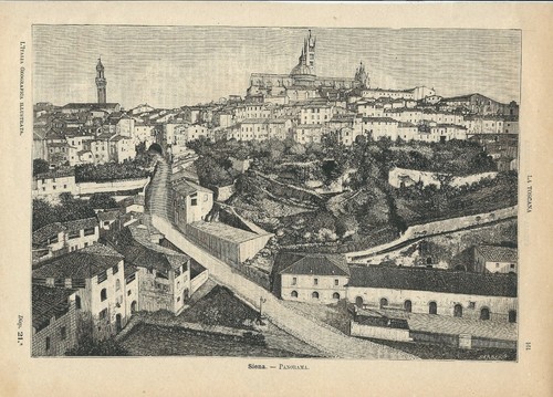 Stampa antica siena veduta - antica,