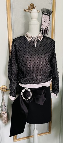 Blusa zara tulle nero - blusa,