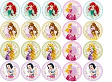 Cialda PRINCIPESSE DISNEY CERCHIETTI CUP CAKE Decorazione Torta Ostia Zucchero