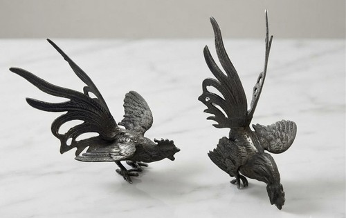 Coppia statuine galli - coppia, vintage