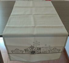 Runner da tavolo beige, 40 x 140cm, con decori ai 2 lati