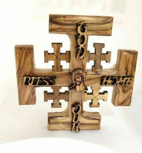 Hand made olive wood jerusalem - made,