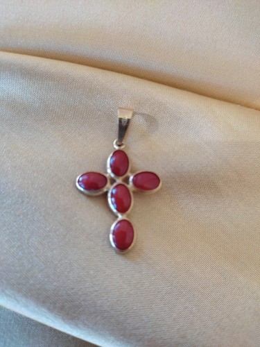 Croce oro con corallo - croce, 18