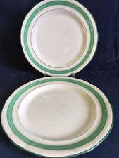 1874 Antico Villeroy  Boch 2 Piatti Dessert Decoro Filo Verde Piatto Ceramica 