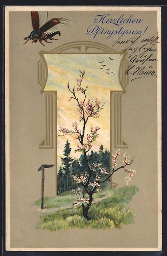Cartolina maggiolino volante - cartolina, e