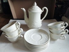 Set. 6 Tazze, 6 Piattini + Teiera porcellana Wedgwood Etruria Made In England 