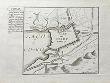 COMO 1725 Bodeneher Stampa Antica Originale Lago di Como Mappa Pianta