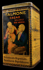 Antica Grande Scatola Latta Pubblicità Cacao Talmone Venchi Unica Post 1934
