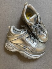 Buffalo 38 Platform Classic 1339 Silver Gray Sneakers Woman Used Rave Party