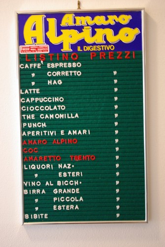 Listino prezzi bar amaro - prezzi, "amaro