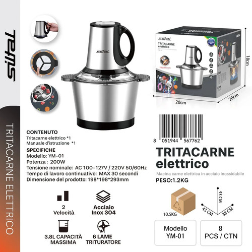 Tritacarne elettrico acciaio - elettrico,
