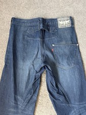 Jeans vintage Levis cucitura intrecciata 29x32 fibbia posteriore grezzo indaco larghi uomo