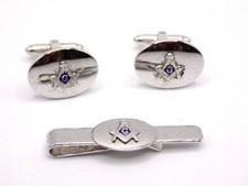 Sterling Anson massonico massonico massone cravatta clip e bracciale set gioielli uomo vintage