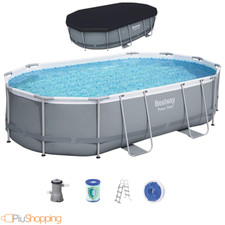 PISCINA FUORITERRA OVALE RIGIDA 488x305x107 BESTWAY CON POMPA SCALETTA BIANCA