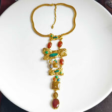 Collana dichiarazione collare resina boho Zara 16" retrò donna festa vacanze gioielli