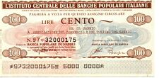 MINIASSEGNO LIRE CENTO 1977 BANCA POPOLARE DI NAPOLI 
