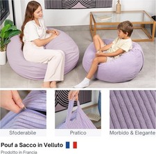 Vendo coppia di pouf, colore viola di parma e bianco, tessuto esterno in velluto