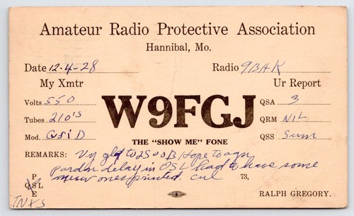 Scheda radioamatore primi - , 1928