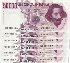 Repubblica - 50.000 / 50000 Lire Bernini I tipo 1990 Consecutive FDS da MAZZETTA
