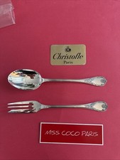 Cucchiaio Forchetta Servizio Christofle Marly 25CM Metallo Argento Molto Bel (2