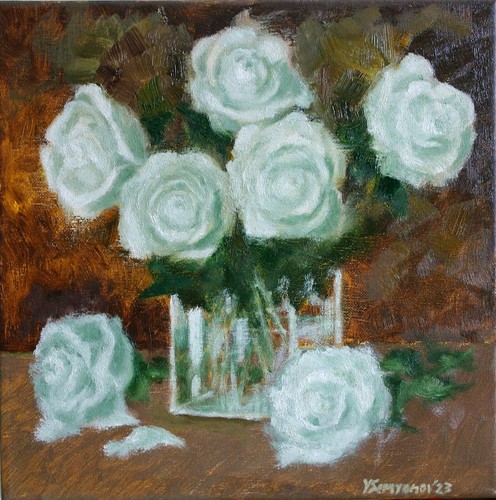 Rose bianche fiori dipinto - rose,