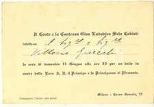 1930 ca MILANO Corso Venezia 22 - Invito ballo conte Gian Ludovico SOLA CABIATI
