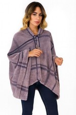 Mantello Giacca Poncho Scialle Jacquard Alamari  Morbido Pile Calda Confortevole