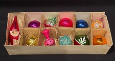 Antiche 11 Palle  Di Natale  Vetro Soffiato addobbi natalizi Scatola Originale