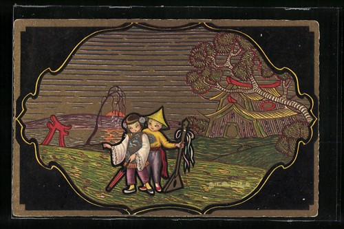 Cartolina artista una coppia - cartolina, d'artista