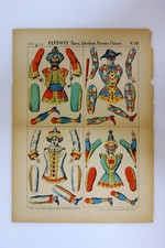 Gioco da Ritagliare Fantocci Turco Arlecchino Pierotto Cinese Lit. Boldetti '800