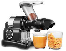 AMZCHEF Spremiagrumi con Pozzetto di Riempimento Grande 80MM - 150W Slow Juicer-