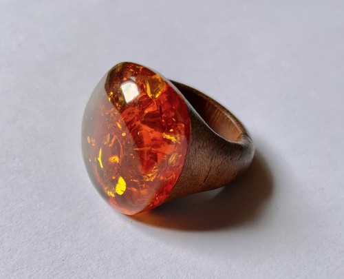 Anello ambra estate - anello, legno