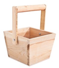 VBS Cestino con manico, legno grezzo, circa 11x11x7,5/15,5 cm