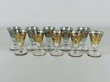 Servizio Bicchierini In Cristallo Da Liquore Rosolio Decorazione Argento E Oro