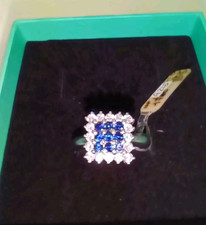 anello Nuovo oro bianco 18 kt donna Anniversario con Zaffiri E Diamanti